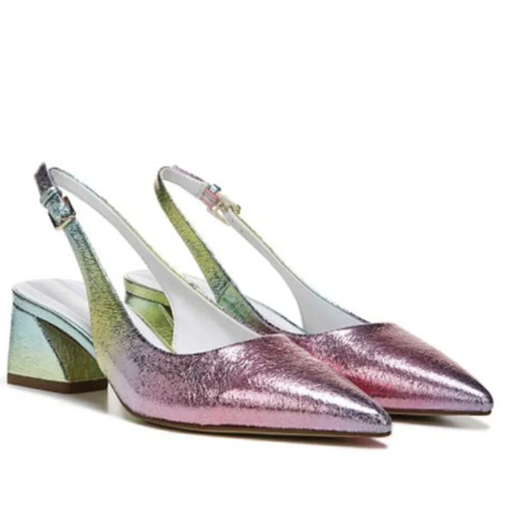 FRANCO SARTO Racer Womens Buckle Pointed Toe Slingback Heels